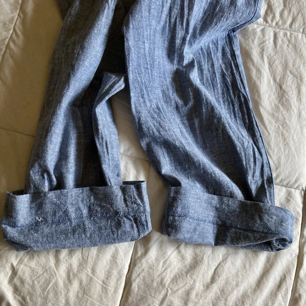 Perry Ellis Portfolio Linen Cotton Trouser Slack Mens 37.5x30.5 Baby Blue Breezy